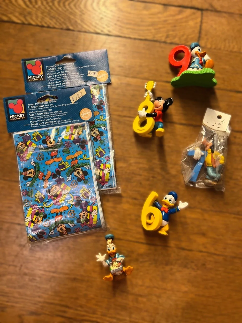 Mickey Mouse Party Favor Bags & Disney Character Cake Toppers